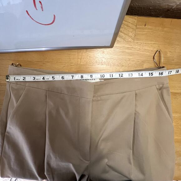Anthropologie Exquise Tan Pleated Trousers Neutral Minimalist Workweae size L - Picture 9 of 12